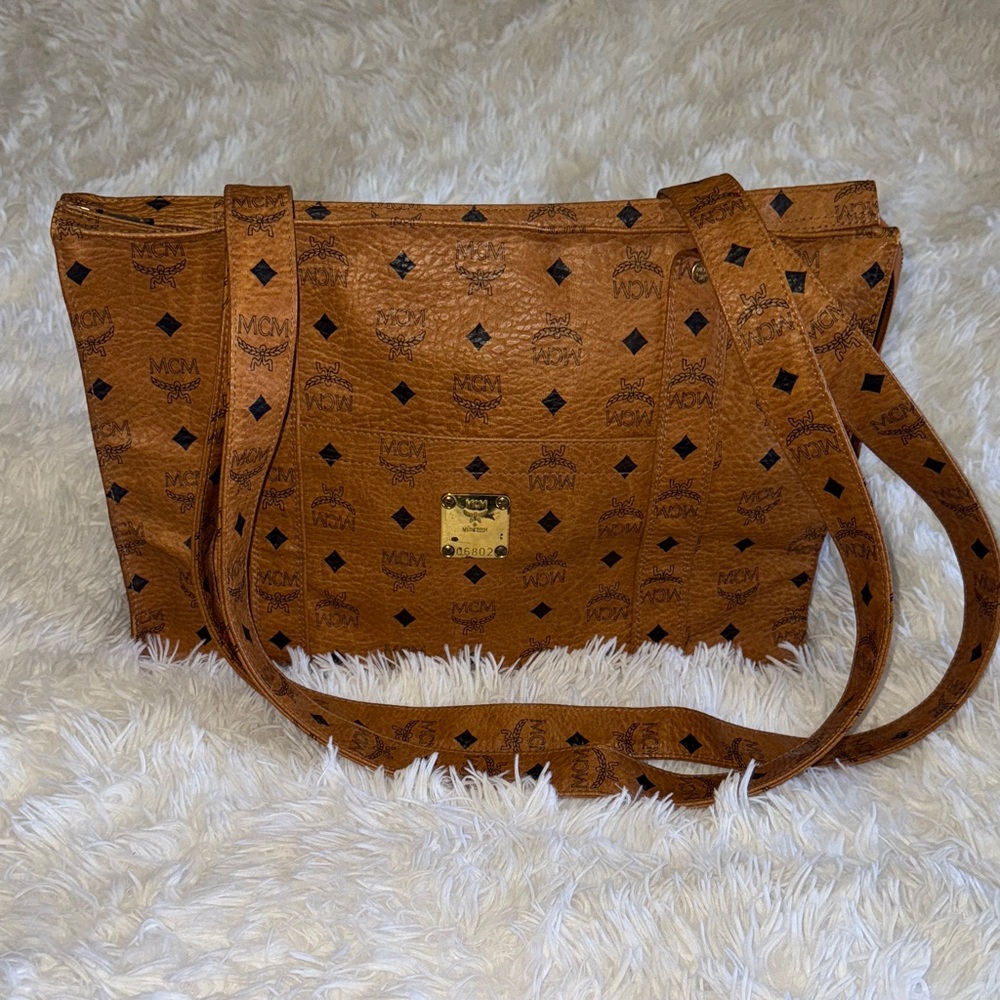 MCM Cognac Visetos Tote Bag